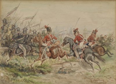 Polish Soldiers Fighting Against Russians by Juliusz Fortunat Kossak